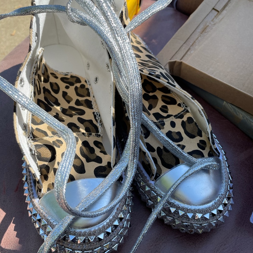 Leopard print bling sneakers new in box
